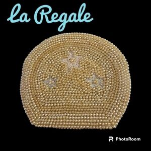 VTG LA REGALE Pearl Star Beaded Coin Zipper Castlecore Clutch Purse